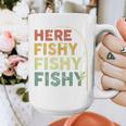 Fishing Here-Fishy Bass Fish Dad Graphic Print Coffee Mug