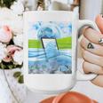 Frutiger Aero Aesthetic Tech Water Fishes Monitor Screen Raglan Baseball Tee Graphic Print Coffee Mug