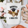 Hoot I Did It Grad Owl Holding Graduation Diploma Congrats Graphic Print Coffee Mug