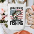 I'd Rather Be Fishing Bass Fish Dad Joke American Flag Graphic Print Coffee Mug