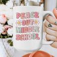 Peace Out Middle School Graduation Groovy Last Day Of School Graphic Print Coffee Mug