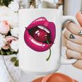 Rainbow Lips With a Cherry In The Mouth 80s Nostalgia Premium Tri-Blend Graphic Print Coffee Mug