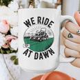 We Ride At Dawn Lawn Mower Zero-Turn Dad Mowing Graphic Print Coffee Mug