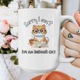 Sorry I Can't Indoor Cat Top For Introvert With Coffee Book Graphic Print Coffee Mug