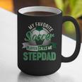 My Favorite Soccer Player Calls Me Stepdad Father's Day Men Graphic Print Coffee Mug