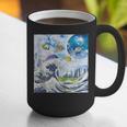 Frutiger Aero Aesthetic Tech Great Wave Of Kanagawa Fishes Graphic Print Coffee Mug