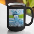 Frutiger Aero Aesthetic Tech Water Fishes Monitor Screen Graphic Print Coffee Mug