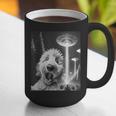 Goldendoodle Alien UFO Taking a Selfie Dog Mom Dad Graphic Print Coffee Mug