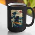 Pug Japanese Kanagawa Wave Surfing Japan Mom Dad Kids Graphic Print Coffee Mug
