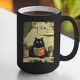 Vintage Japanese Cat Book Lovers Librarian Cat Dad Teacher Graphic Print Coffee Mug
