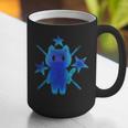 Yk2 Grunge Earthy Blue Cat With Stars Tomboy 90s Nostalgia Graphic Print Coffee Mug