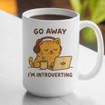 Go Away I'm Introverting Cozy Cat With Laptop And Coffee Graphic Print Coffee Mug Go Away I'm Introverting Cozy Cat With Laptop And Coffee Graphic Print Coffee Mug