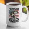 I'd Rather Be Fishing Bass Fish Dad Joke American Flag Graphic Print Coffee Mug