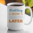 Knitting Now Minimal Socializing Introvert Vintage Graphic Print Coffee Mug Knitting Now Minimal Socializing Introvert Vintage Graphic Print Coffee Mug