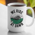 We Ride At Dawn Lawn Mower Zero-Turn Dad Mowing Graphic Print Coffee Mug