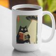 Vintage Japanese Cat Book Lovers UFO Alien Abduction Cat Dad Graphic Print Coffee Mug