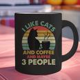 Cats Coffee & 3 People Tee Cute Font Introvert Humor Graphic Print Coffee Mug
