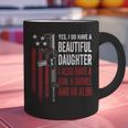 Daughter Gun Shovel Alibi Mom Dad Guns Joke -ON Back Graphic Print Coffee Mug