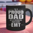 Proud Dad Of a Freaking Awesome EMT Emergency Medical Graphic Print Coffee Mug Proud Dad Of a Freaking Awesome EMT Emergency Medical Graphic Print Coffee Mug
