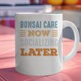 Bonsai Care Now Minimal Socializing Introvert Vintage Graphic Print Coffee Mug