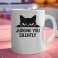 Cat For Cat Lover Mom Dad Cat Judging You Silently Graphic Print Coffee Mug