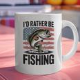 I'd Rather Be Fishing Bass Fish Dad Joke American Flag Graphic Print Coffee Mug