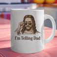 I'm Telling Dad Jesus Wearing Sunglasses Christian Fathers Graphic Print Coffee Mug