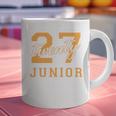 Junior Class 2027 Graduation Back To School Orange Letters Premium Tri-Blend Graphic Print Coffee Mug