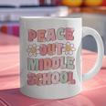 Peace Out Middle School Graduation Groovy Last Day Of School Graphic Print Coffee Mug
