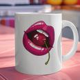Rainbow Lips With a Cherry In The Mouth 80s Nostalgia Premium Tri-Blend Graphic Print Coffee Mug