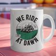We Ride At Dawn Lawn Mower Zero-Turn Dad Mowing Graphic Print Coffee Mug