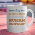 Running On Angling Social Introvert Humor Vintage Graphic Print Coffee Mug Running On Angling Social Introvert Humor Vintage Graphic Print Coffee Mug
