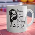 I Came I Saw I Had Anxiety So I Left Messy Bun Introvert Graphic Print Coffee Mug I Came I Saw I Had Anxiety So I Left Messy Bun Introvert Graphic Print Coffee Mug