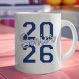 Senior 2026 Graduation Varsity Navy Blue On The Back Graphic Print Coffee Mug
