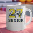 Senior Class Of 2027 Graduation Yellow And Blue On The Back Premium Tri-Blend Graphic Print Coffee Mug