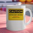 A Simple Yellow Warning Sign For Introvert Graphic Print Coffee Mug A Simple Yellow Warning Sign For Introvert Graphic Print Coffee Mug