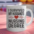 I Survived My Husband's Nursing Degree School Graduation Graphic Print Coffee Mug