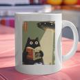 Vintage Japanese Cat Book Lovers UFO Alien Abduction Cat Dad Graphic Print Coffee Mug