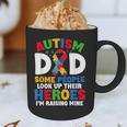 Autism Dad Puzzle Ribbon Proud Son Hero Autism Awareness Graphic Print Coffee Mug