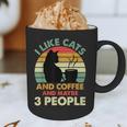 Cats Coffee & 3 People Tee Cute Font Introvert Humor Graphic Print Coffee Mug