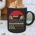 Dachshund Long Haired Best Dad Ever Dog Vintage Retro Graphic Print Coffee Mug