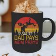 Dad Pays Mom Prays Dirt Bike Retro Motocross Boys Kids Graphic Print Coffee Mug