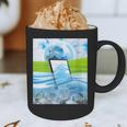Frutiger Aero Aesthetic Tech Water Fishes Monitor Screen Graphic Print Coffee Mug