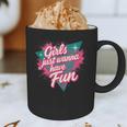Girls Just Wanna Have Fun Retro 80s Nostalgia Night Out Graphic Print Coffee Mug