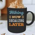 Hiking Now Minimal Socializing Introvert Vintage Graphic Print Coffee Mug