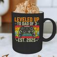 Leveled Up To Dad Of 3 Three Daddy Again 2025 Father's Day Graphic Print Coffee Mug