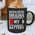 Socializing Drains My Battery Introvert Graphic Print Coffee Mug