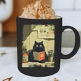Vintage Japanese Cat Book Lovers Librarian Cat Dad Teacher Graphic Print Coffee Mug