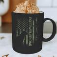 Vintage USA Camo Flag Proud Rottweiler Dad Rottie Silhouette Graphic Print Coffee Mug