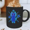 Yk2 Grunge Earthy Blue Cat With Stars Tomboy 90s Nostalgia Graphic Print Coffee Mug